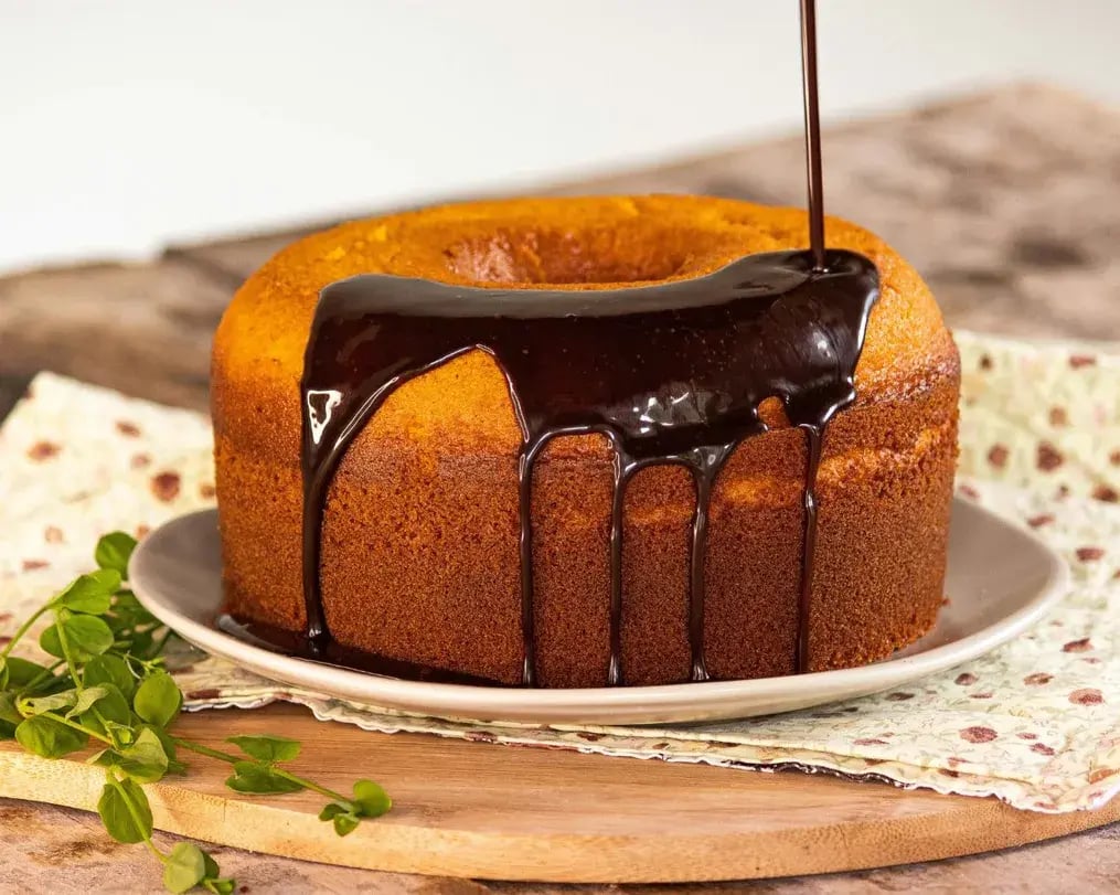 Chocolate Ganache Drizzled On Cake