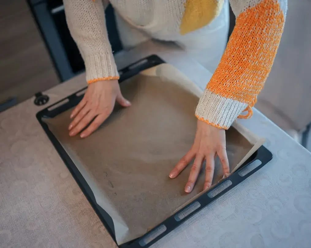 Parchment Paper Lined Baking Sheet