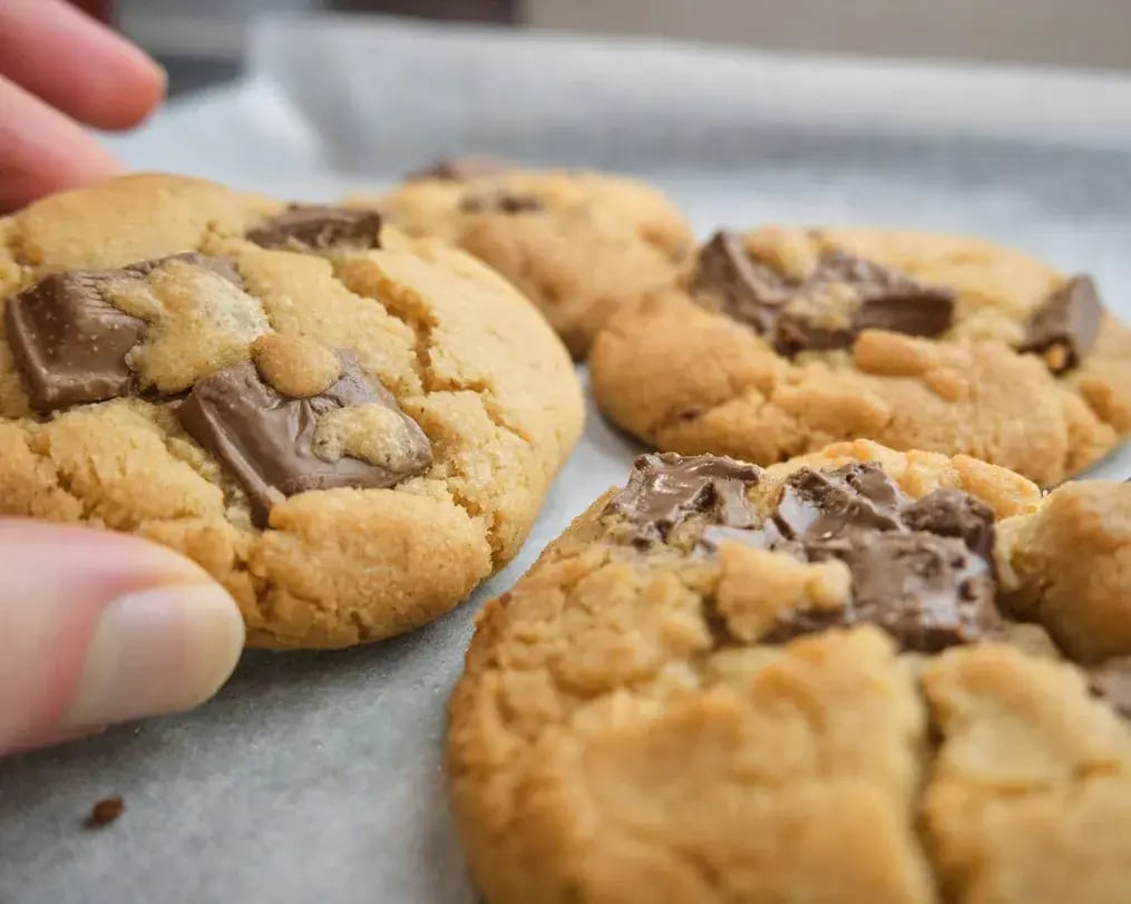 Closeup Of Reheated Chunky Cookies
