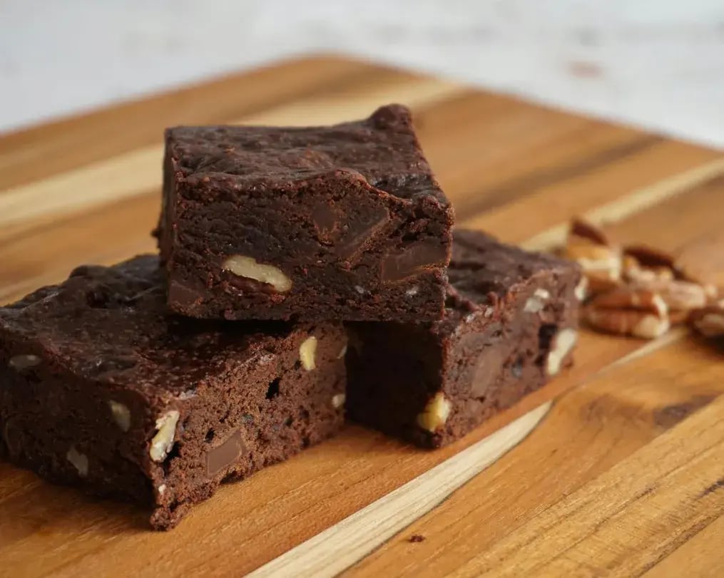A Piece of Wine Brownie With Nuts