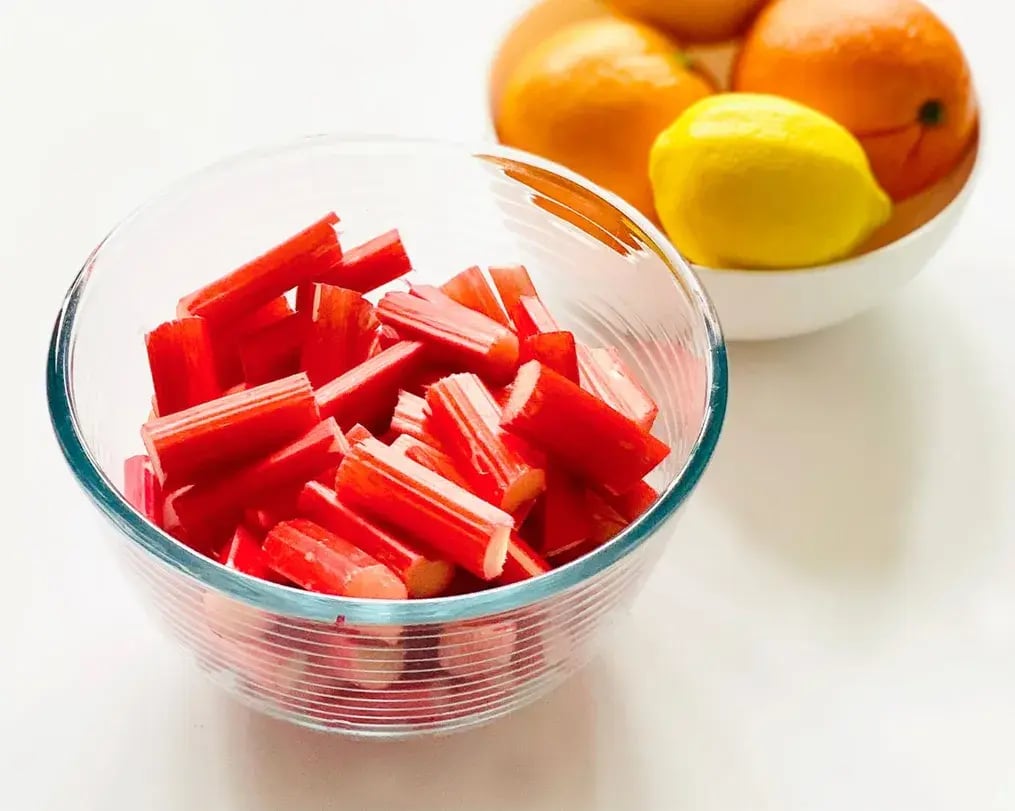 Evenly Cut Rhubarb Stalks