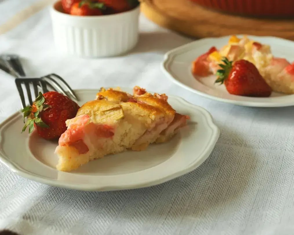 Slice Of Rhubarb Pie With Strawberry