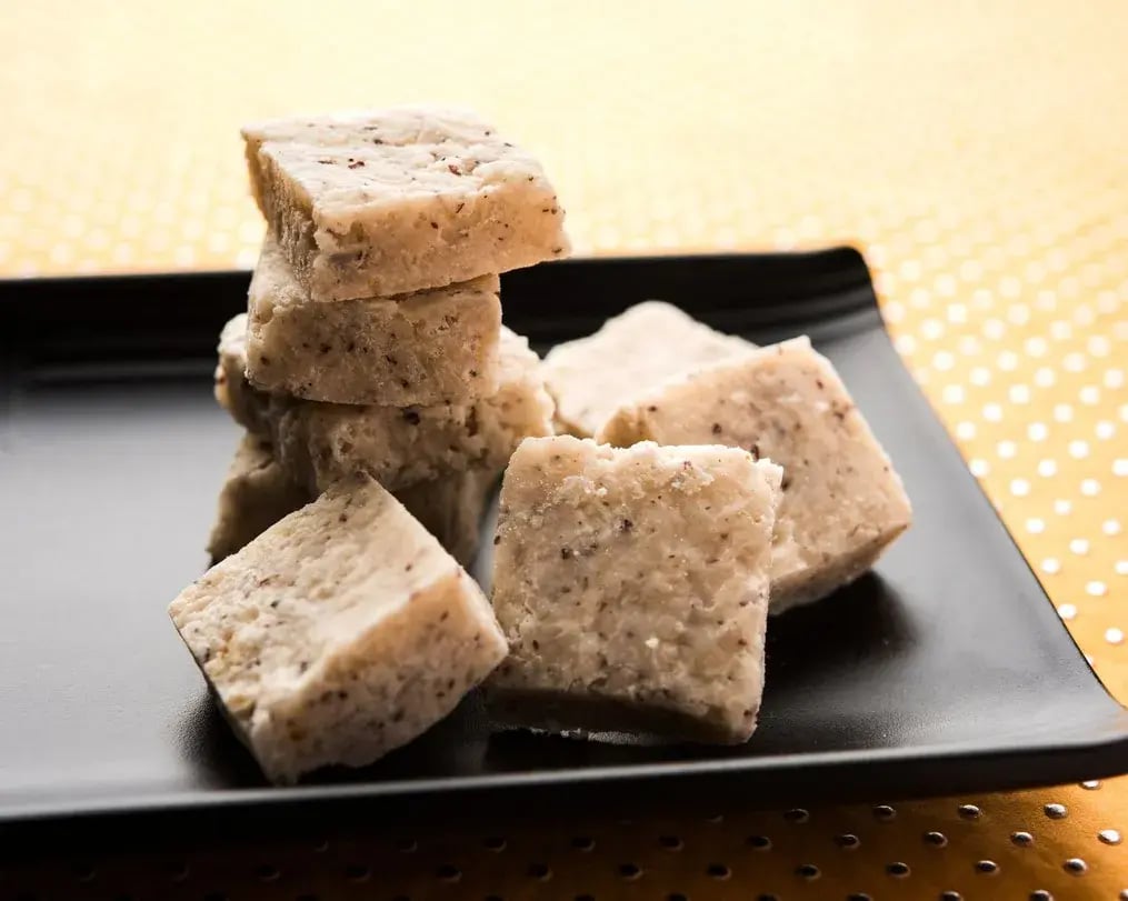 freshly made sliced barfi