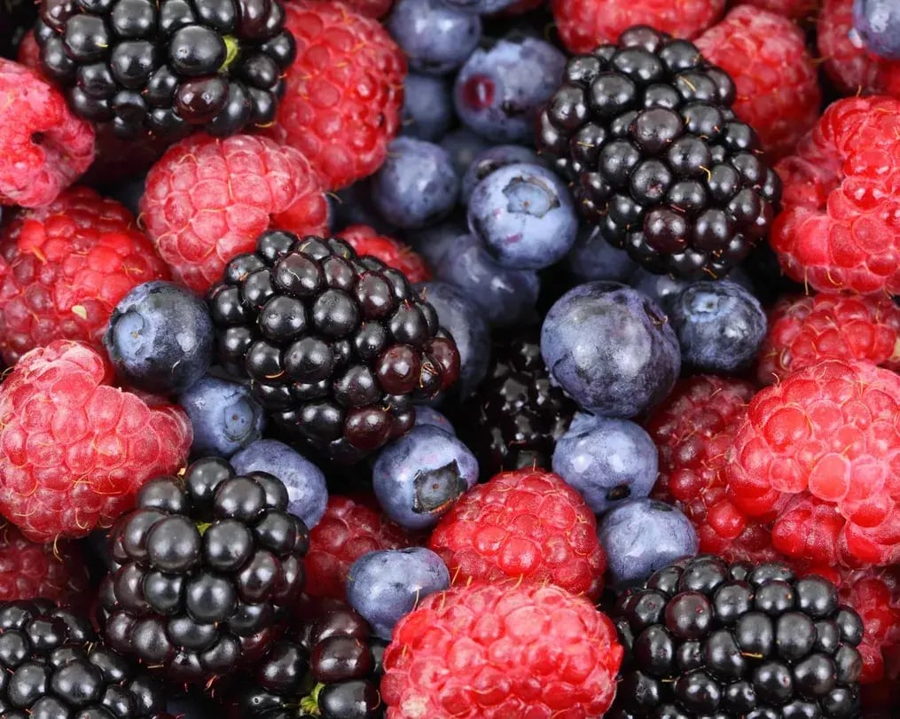 bunch of berries for the tart
