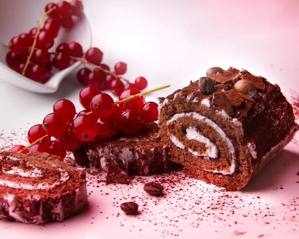 sliced Chocolate Pumpkin Roll