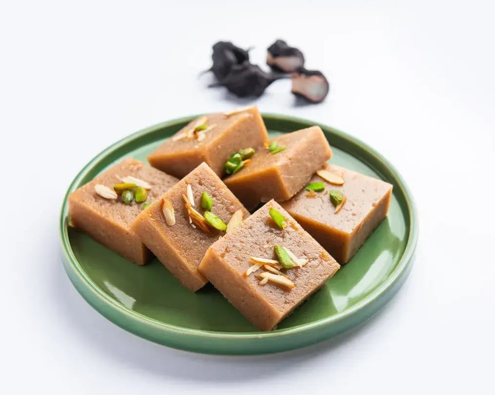 almond pista burfi on a plate