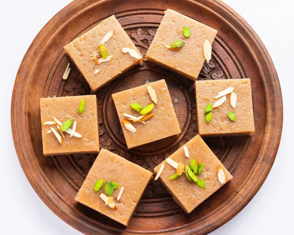 perfectly made almond pista burfi