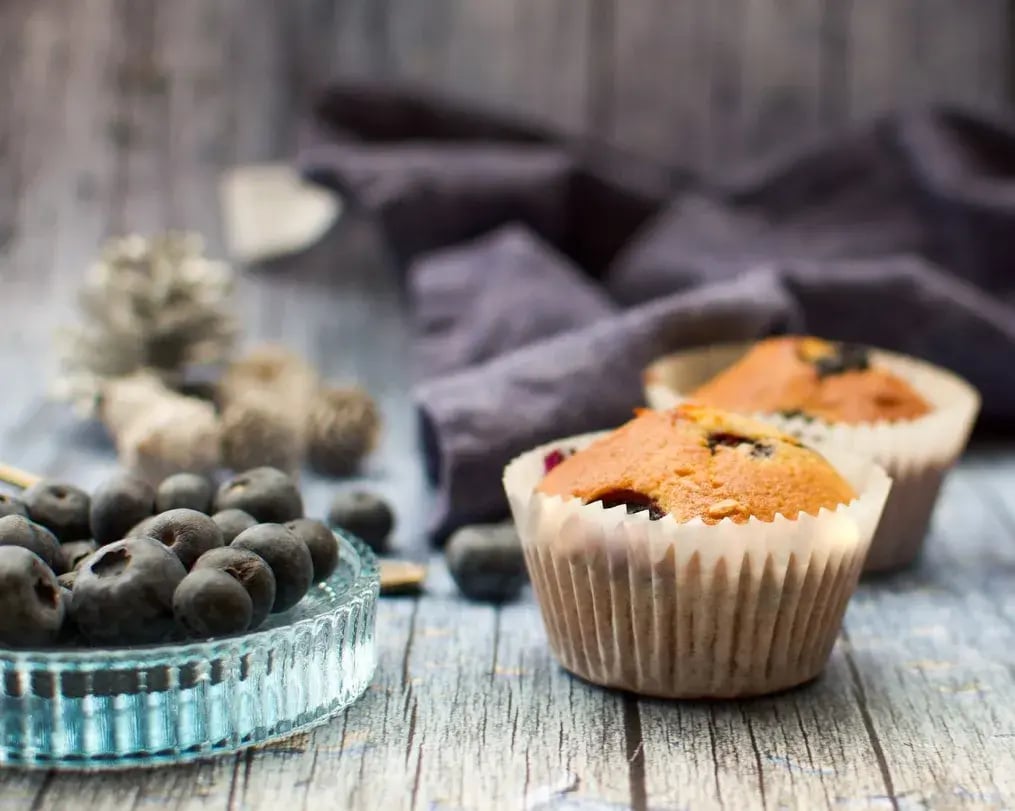 Freshly baked blueberry muffins