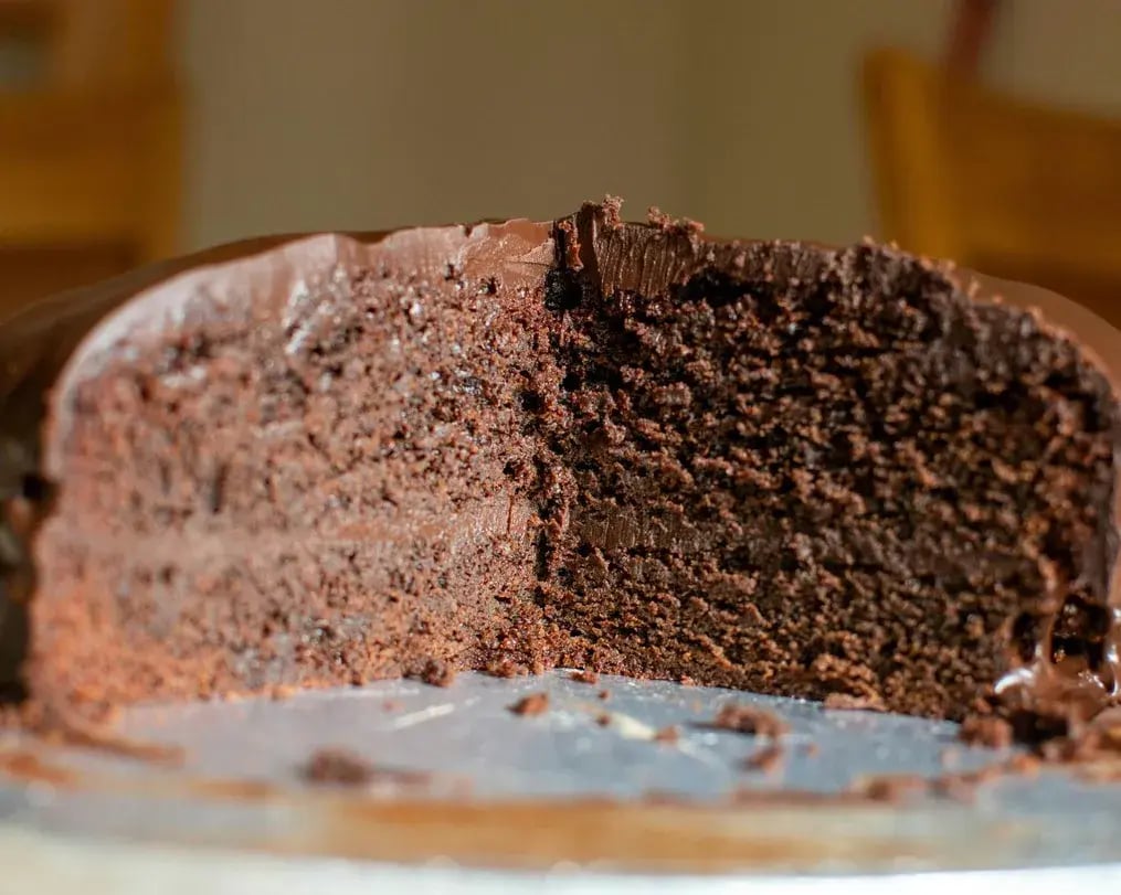chocolate orange hazelnut cake halved