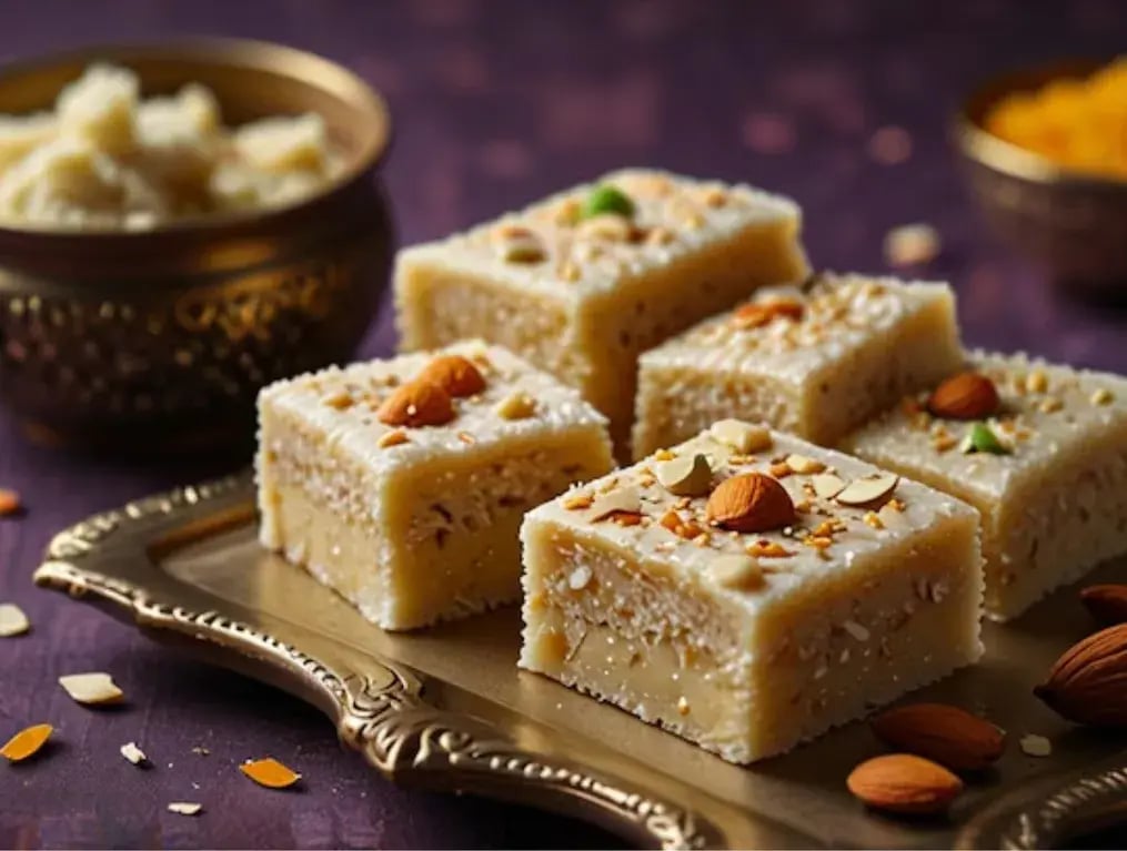 A Simple Recipe To Make Bournville Almond Kalakand Sweet