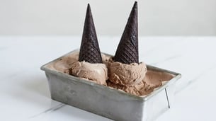 Butterscotch Ice Cream with Cashew Crunch and Silk Chocolate Swirl