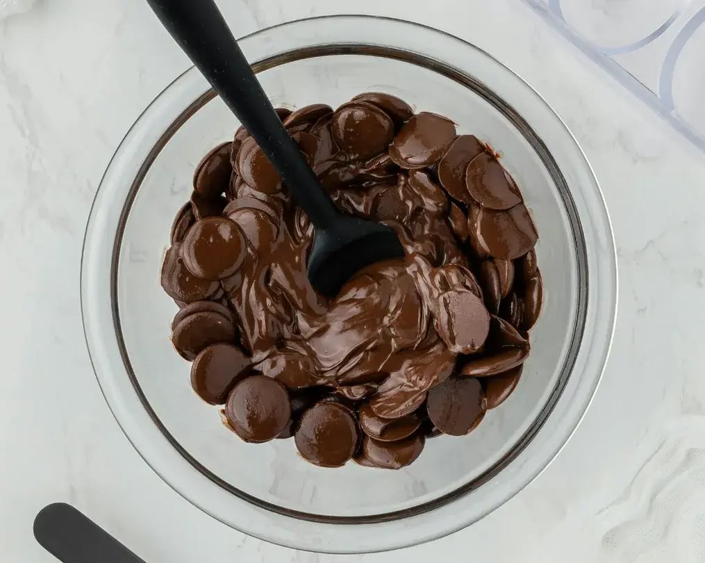 chocolate being melted for chocolate shells