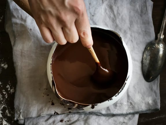 Chocolate Fondue With Dried Apricots And Almonds