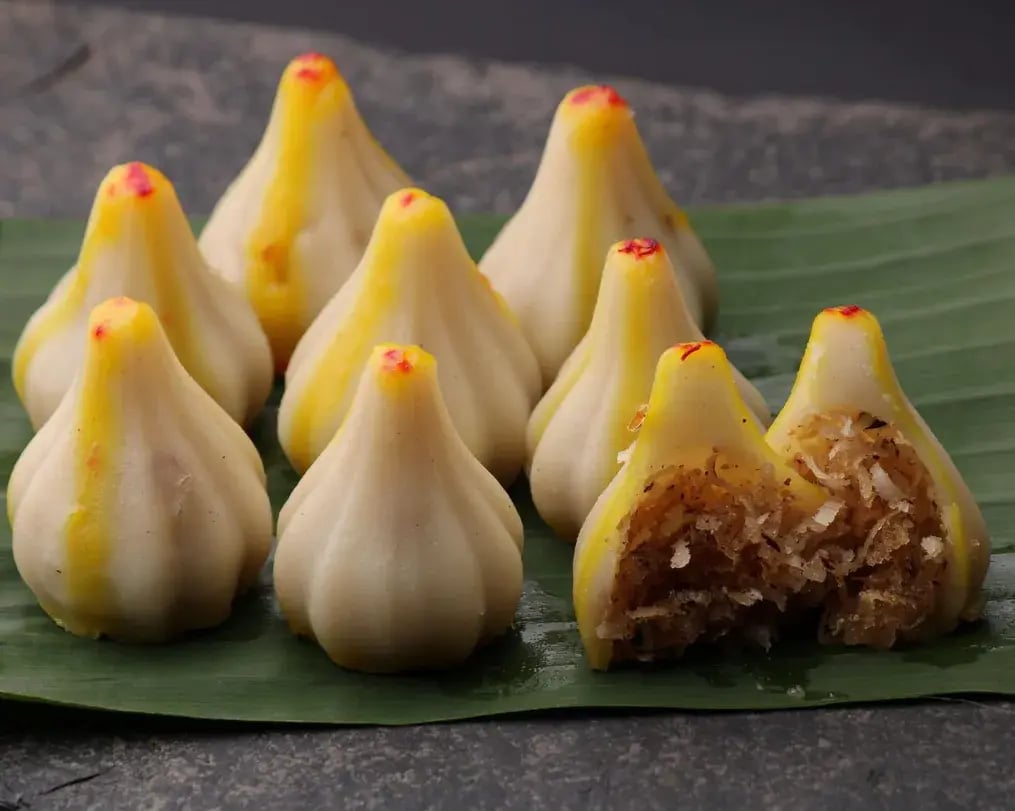 modak with cashew and chocolate filling