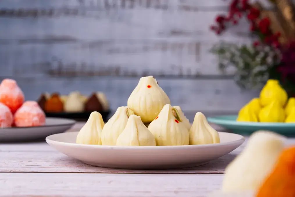 Steamed Modak with Coconut-Jaggery Filling