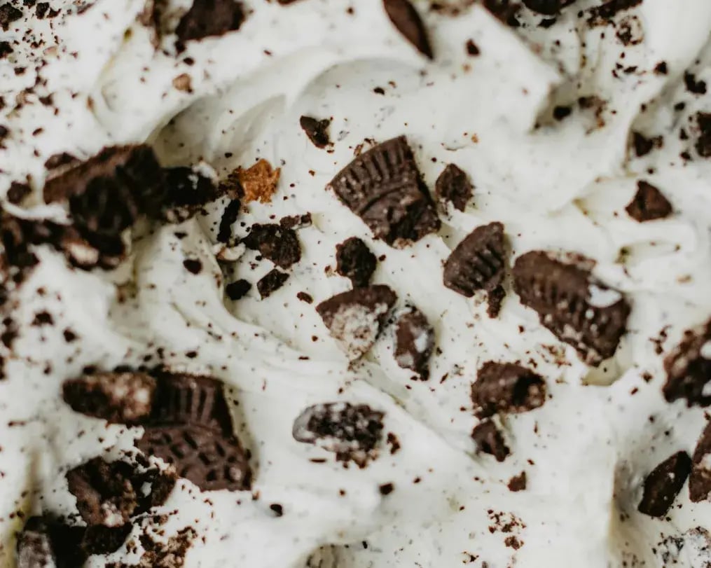 Cookies and cream frosting closeup