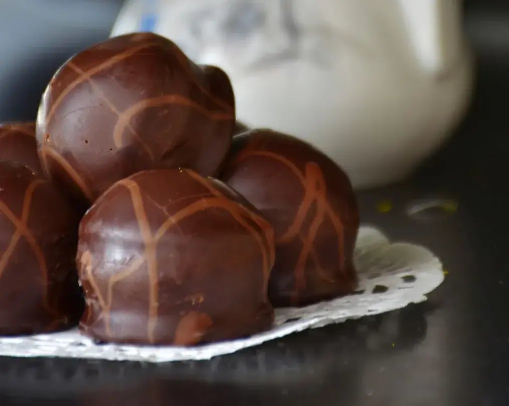 Freshly Made Chocolate Truffles With Cranberries Core