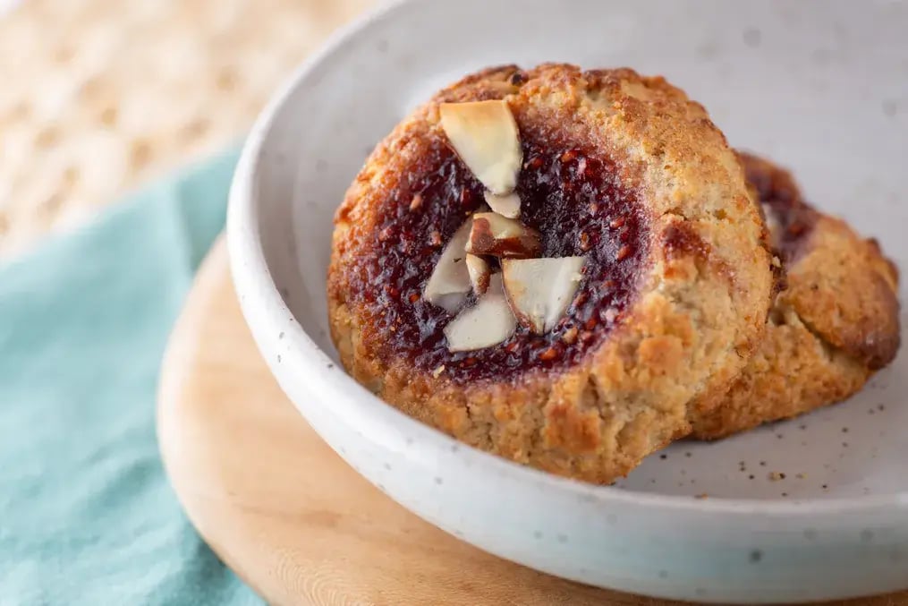 Almond Raspberry Thumbprint Cookies