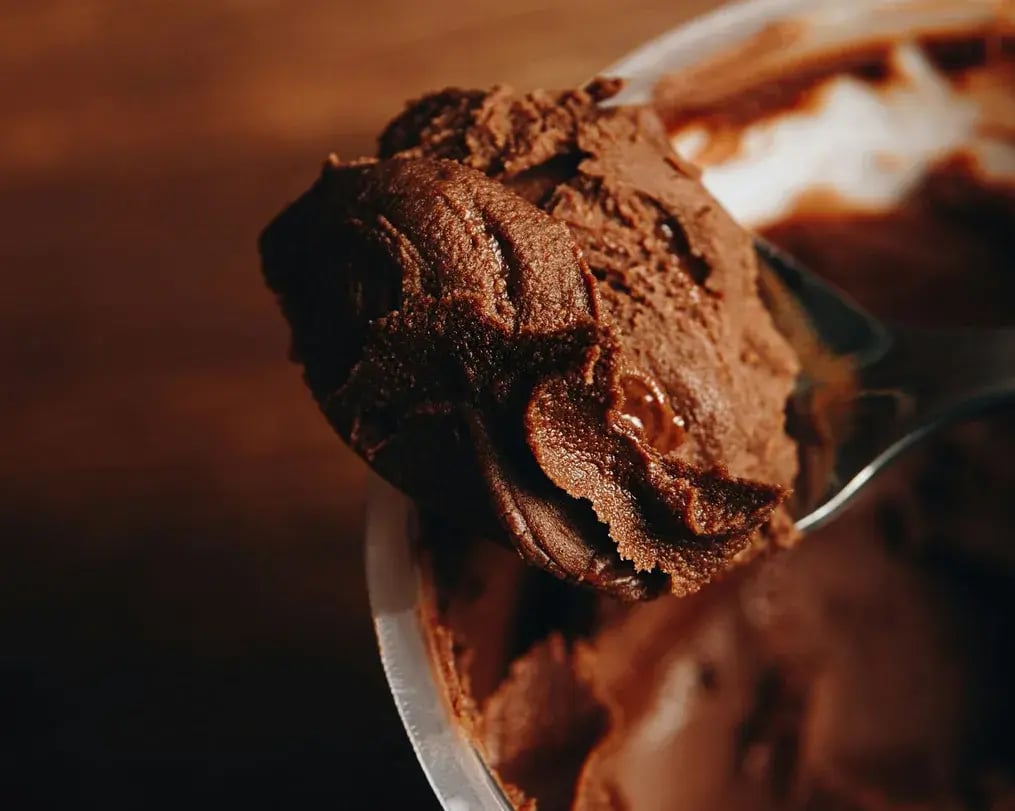 A scoop of Silk Chocolate Almond Ice Cream