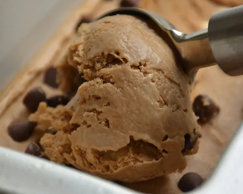 A scoop of Silk Chocolate Almond Ice Cream