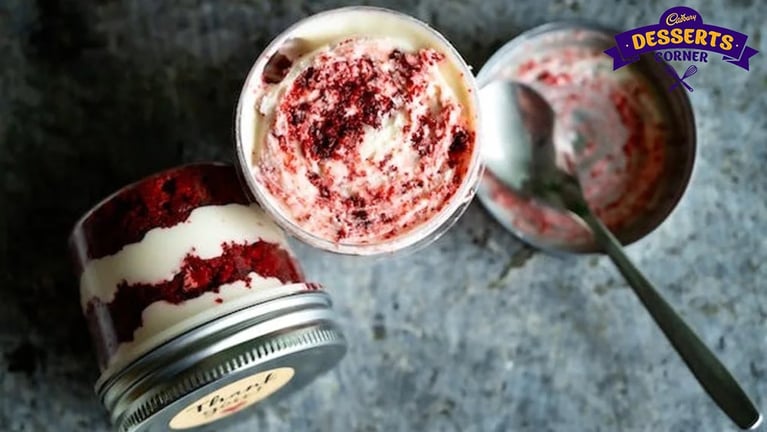 Deconstructed red velvet cake