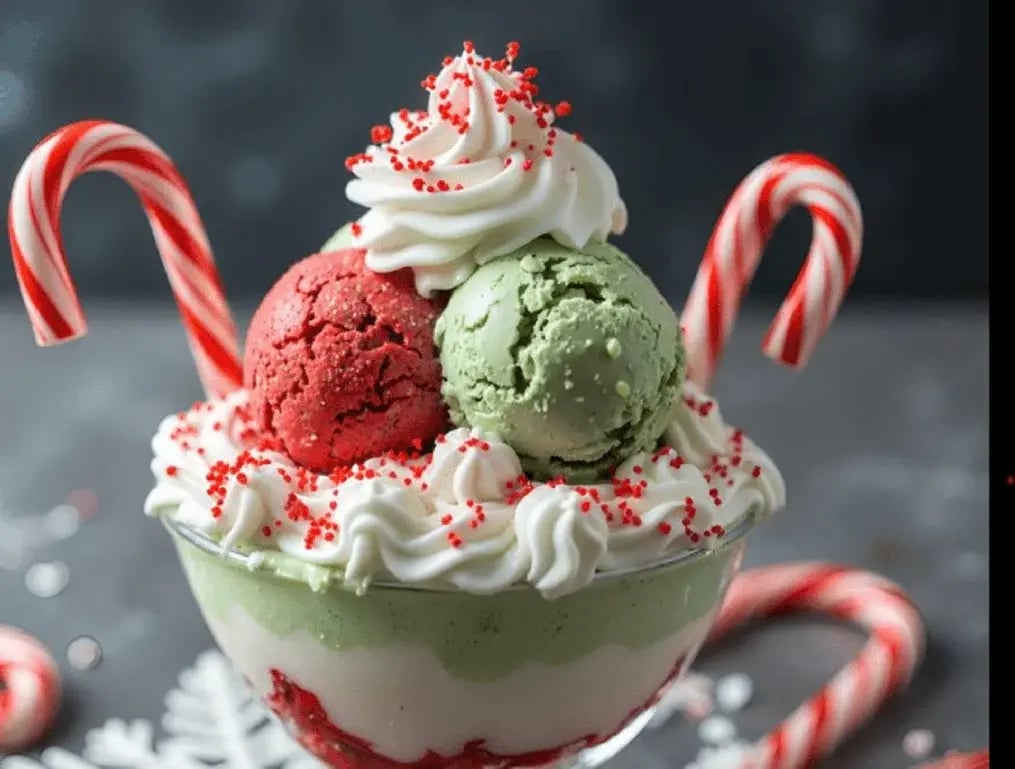 Candy Cane Ice Cream Sundaes