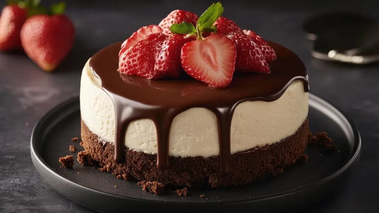 Easy Bournville Strawberry Cheesecake Eggless No Oven Version