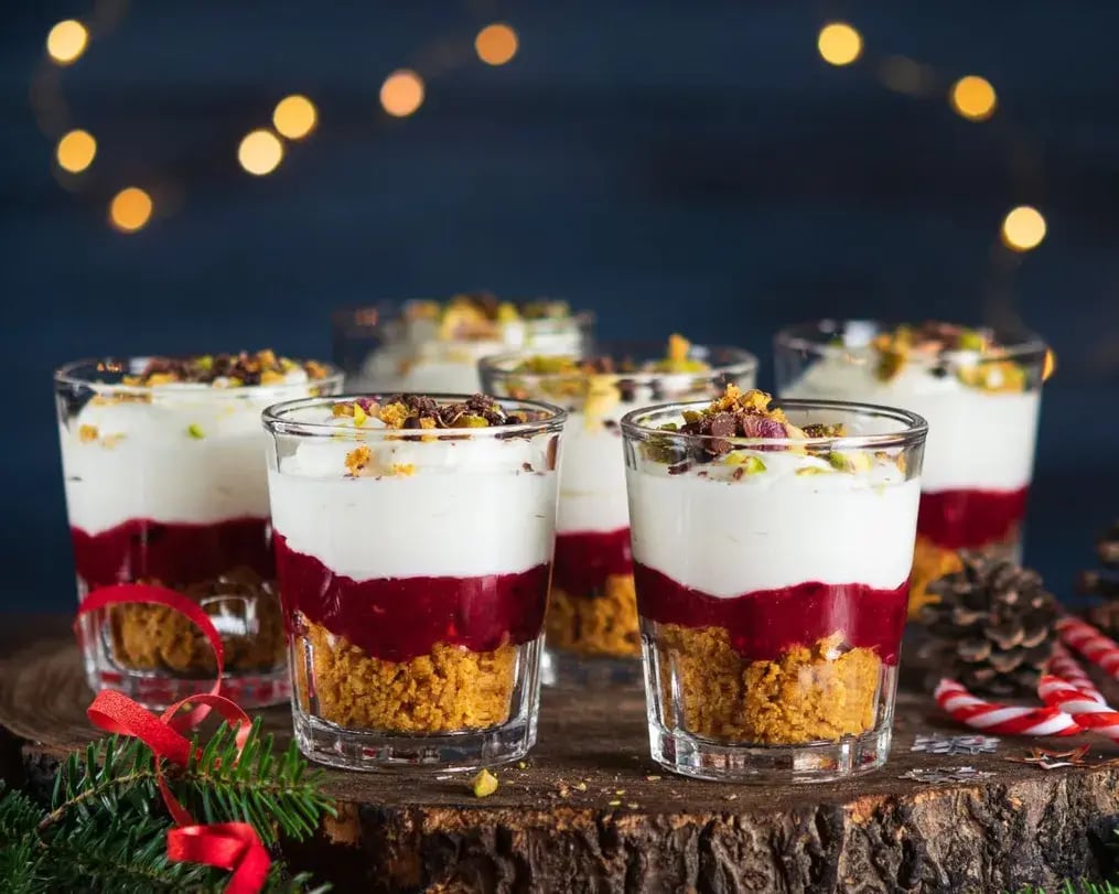 chocolate parfait with nuts topping