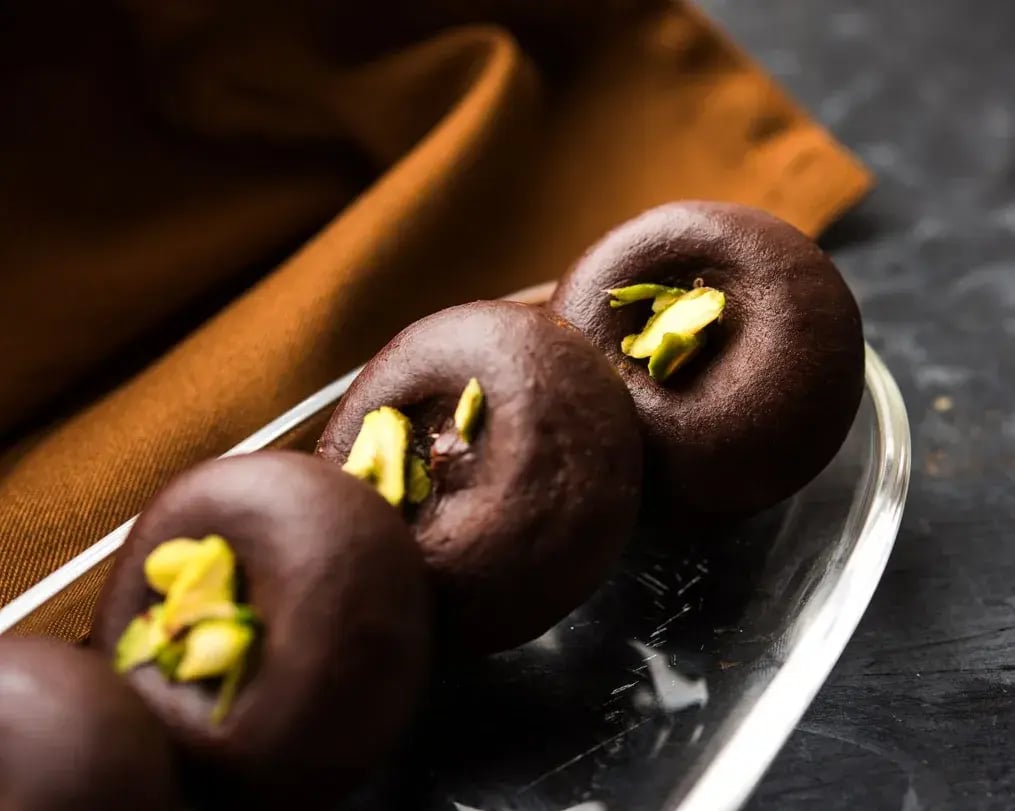 Chocolate Silk Peda On A Plate
