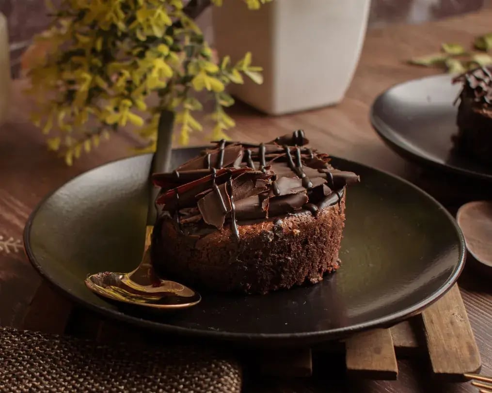 hazelnut chocolate cake with chocolate sauce