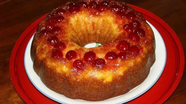 Eggless Pineapple Upside Down Cake with Caramel Glaze for Parents’ Day