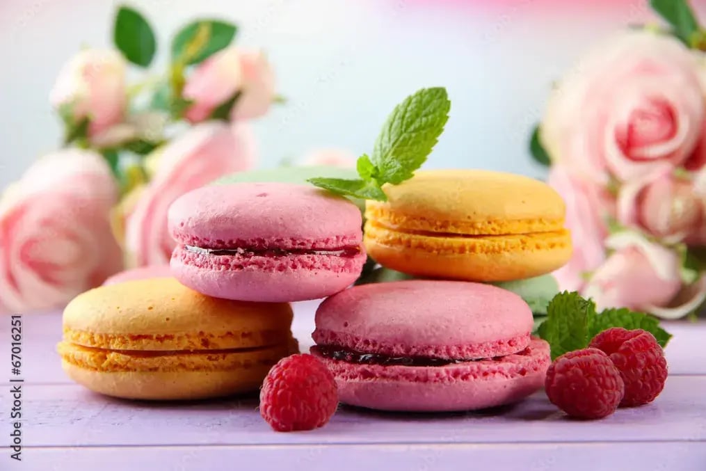 Rose & Pistachio French Macarons