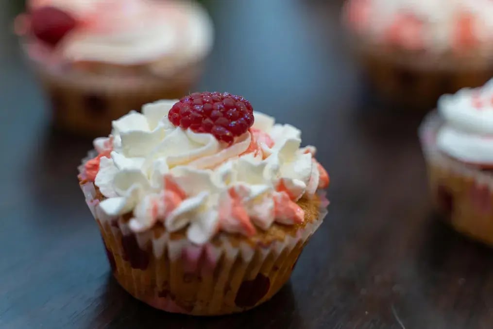 Raspberry Basil Filled Cupcakes