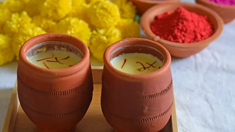 Festive Thandai with Almond Slivers and Dairy Milk Chocolate