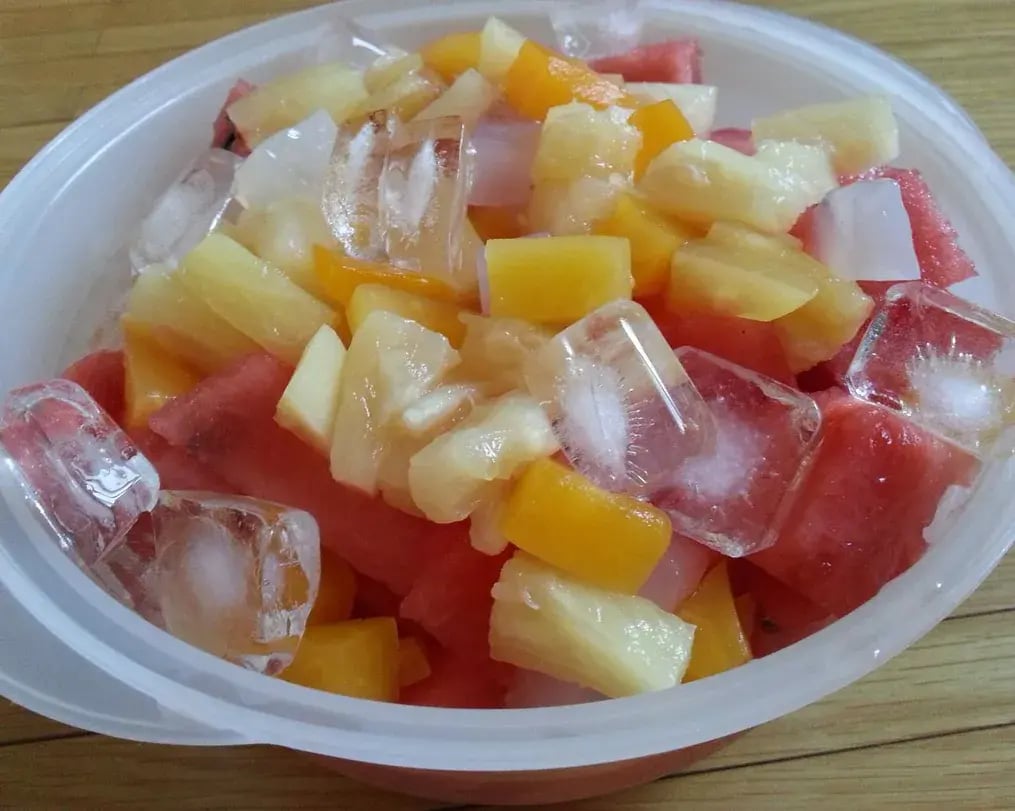 Ingredients for fruit hwachae fruits and ice