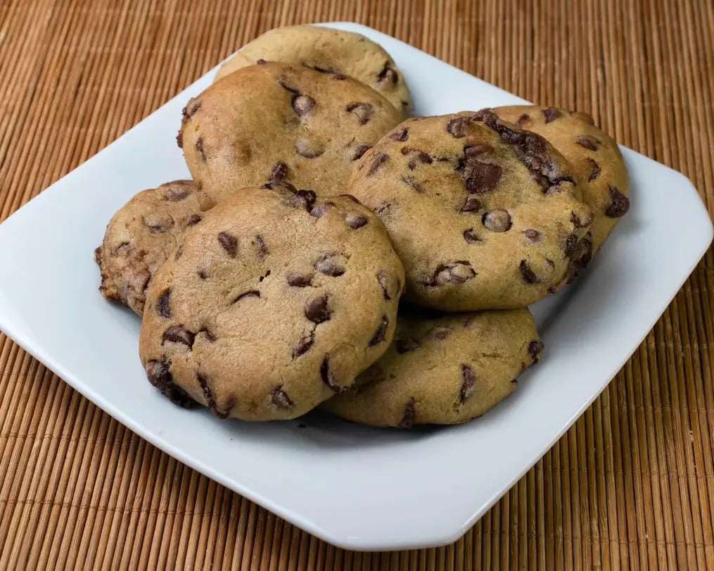 Vegan Banana Oat Cookies With Dairy Milk On A Plate
