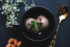 Homemade Dark Chocolate Ice Cream with Glazed Pecan Crunch