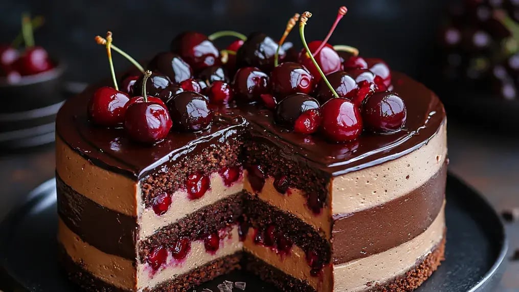 Cherry Oreo Cola Cake With Cashew Drizzle