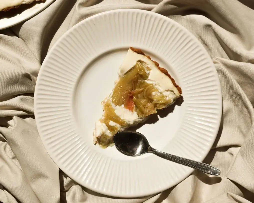 Rhubarb Pie Slice Served