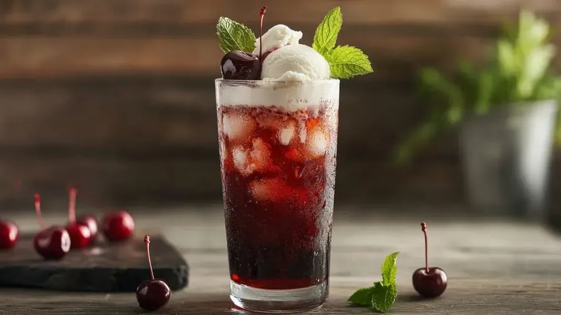 How To Create A Fizzy, Flavorful Cherry Cola Float With Oreo Bits