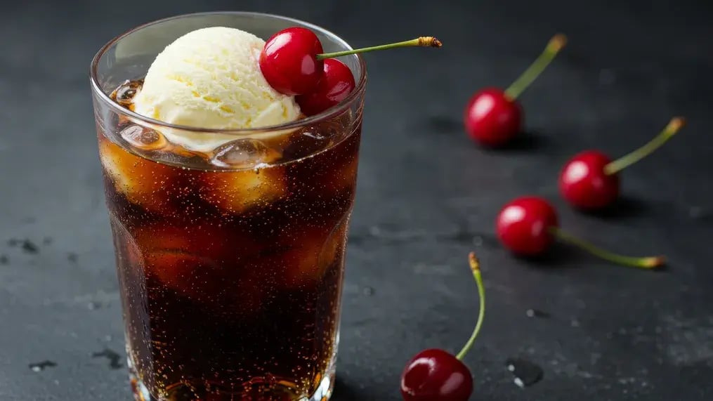 Recipe For Cherry Oreo Cola Float With Almond Crunch