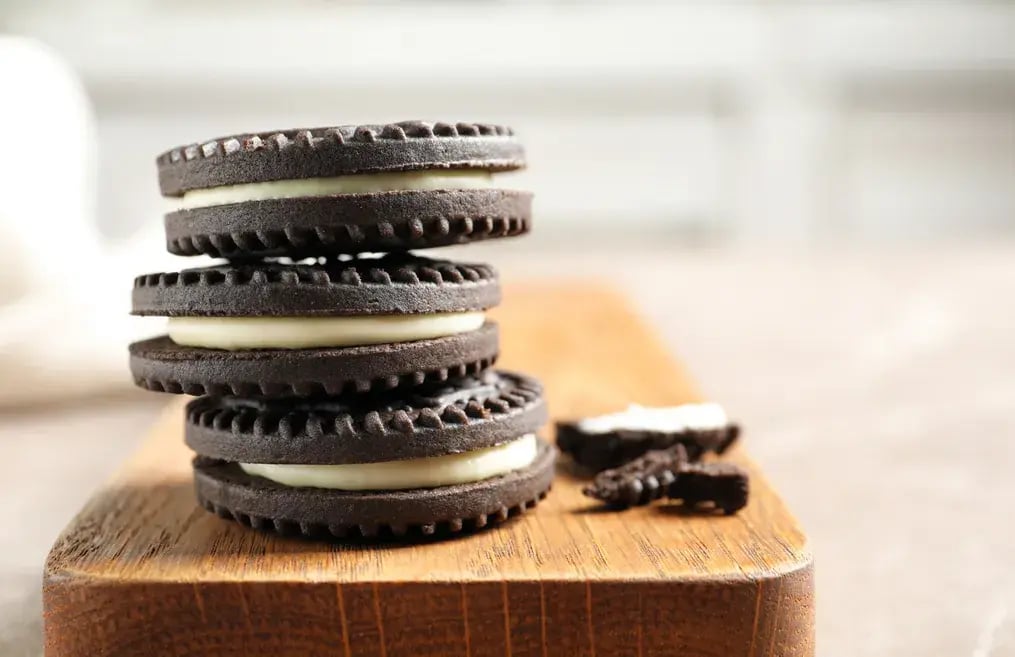 Oreos crushed in the batter—not blended