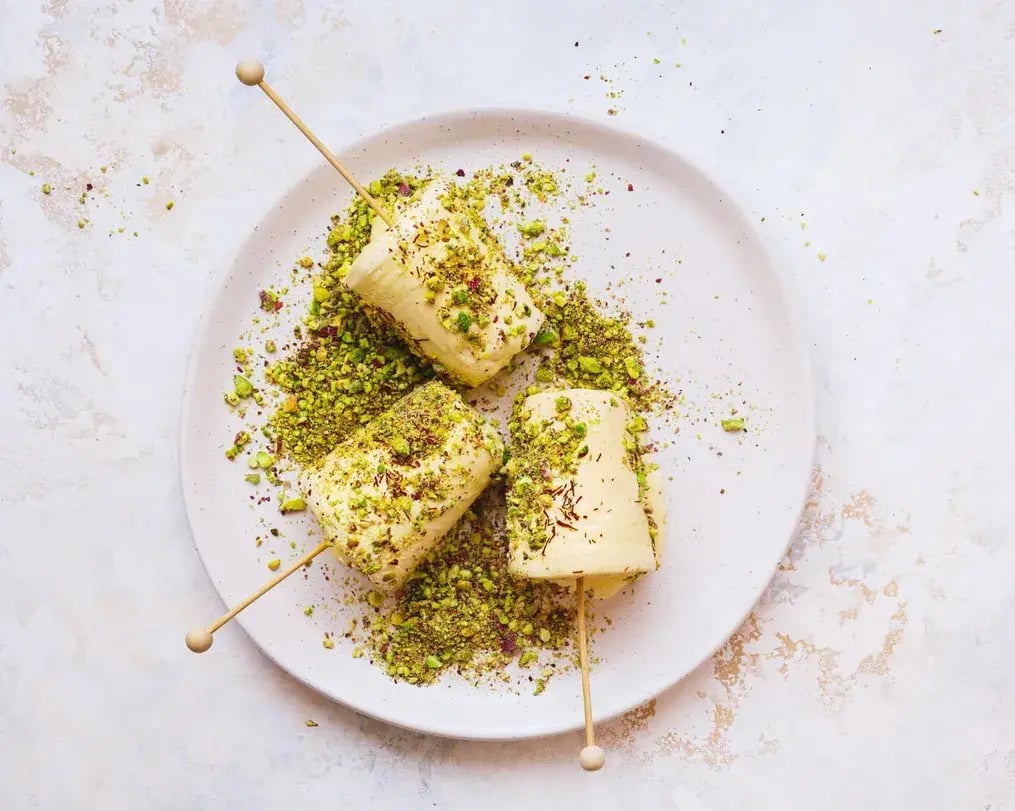 Kulfi with pista and chocolate flakes