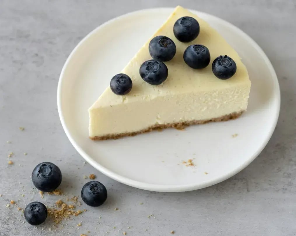 How to Make a Cardamom Chai Cheesecake for International Tea Day - Cardamom Chai Cheesecake with blueberries