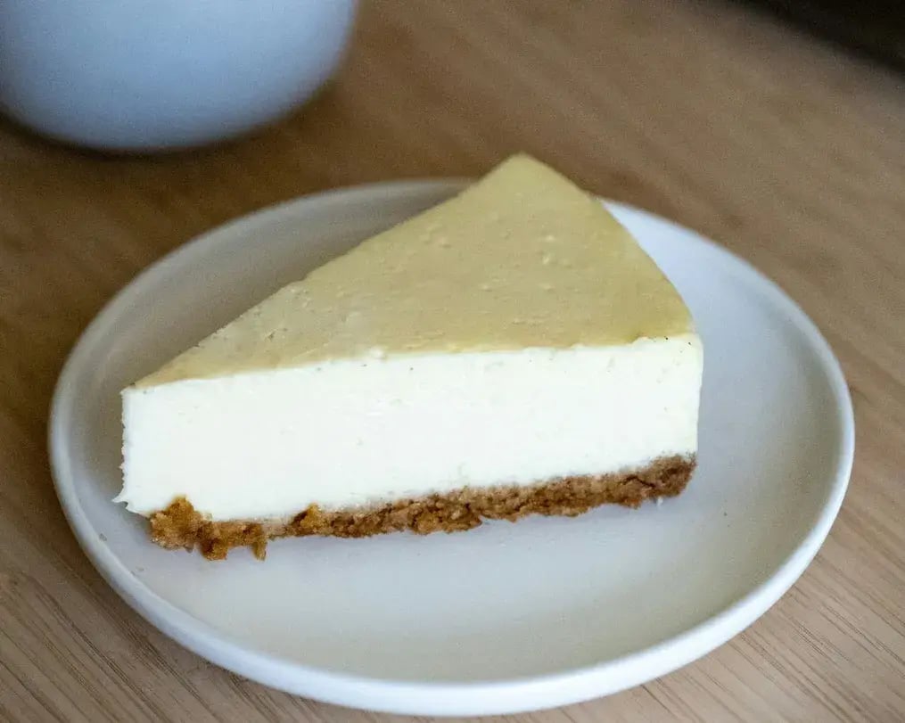 How to Make a Cardamom Chai Cheesecake for International Tea Day - Plain Cardamom Chai Cheesecake on a plate
