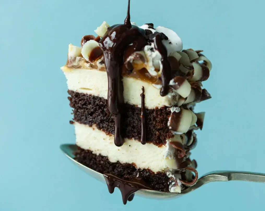 Slice of Dark Chocolate Whipped Cream Cake