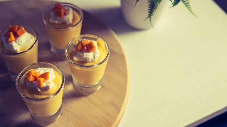 How to Make Creamy Mango Mousse with Pistachios and Silk Shavings