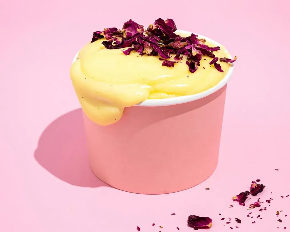 Custard With Rose Petals.
