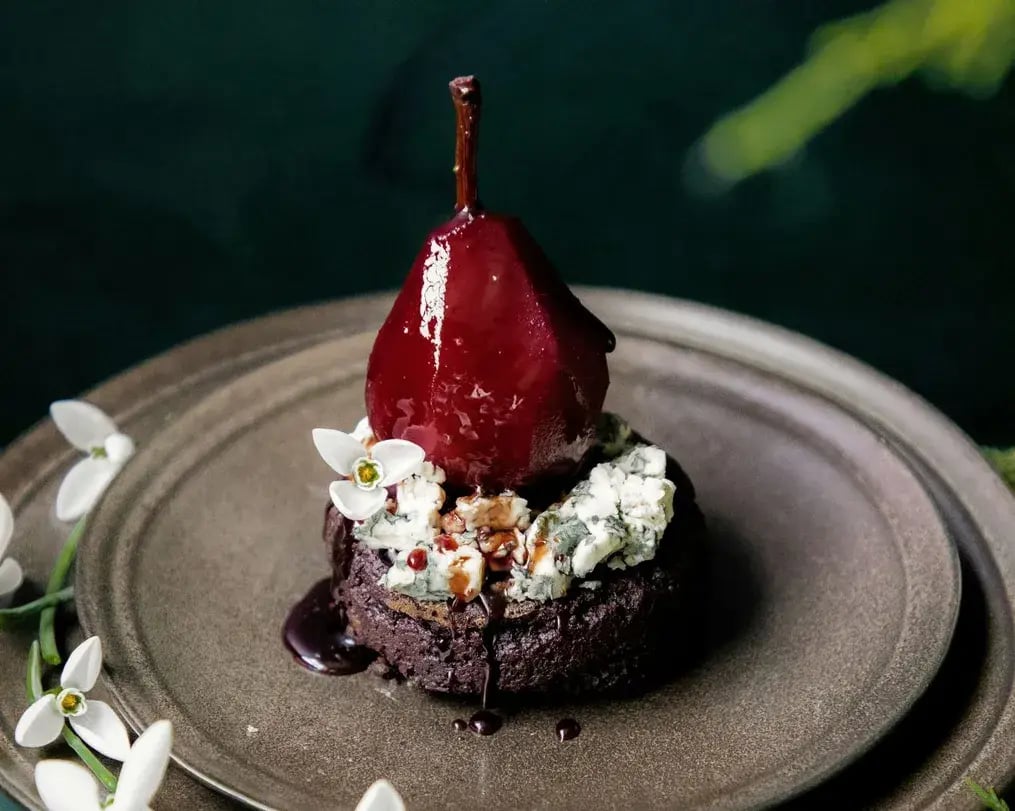 How to Make Elegant Merlot Poached Pears for Wine Day - Merlot Poached Pears on dessert