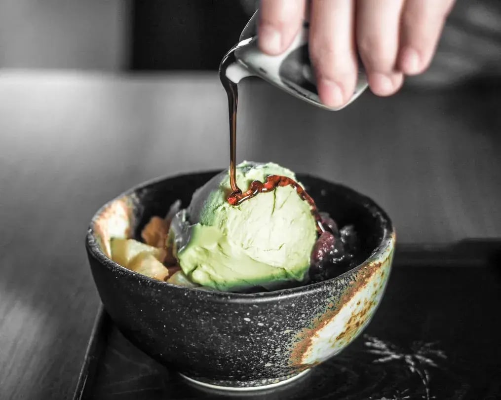 crushed colorful Gems on dessert